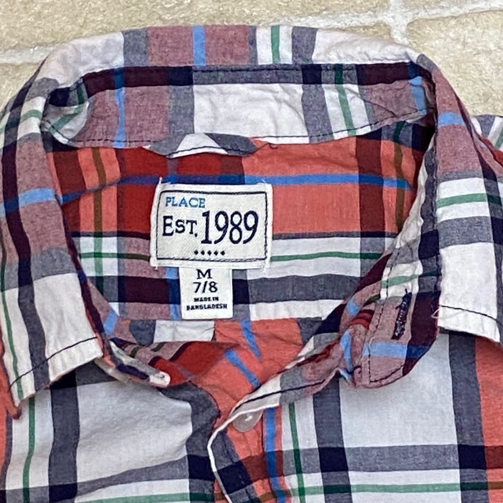 10/$50 Place Est.1989 Kids Vibrant Plaid Button-Down Shirt Size M 7/8 - Picture 3 of 7